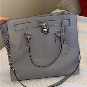 Michael kors gray handbag with shoulder strap